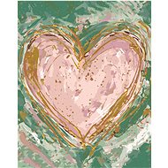 Pink Heart on Green Background (Haley Bush), 40×50 cm, stretched canvas on frame - Painting by Numbers