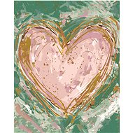 Pink Heart on Green Background (Haley Bush), 80×100 cm, unframed and without canvas shut off - Painting by Numbers