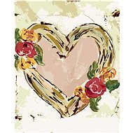 Ružové srdce s kvetinami (Haley Bush), 80 × 100 cm, bez rámu a bez napnutia plátna - Maľovanie podľa čísel