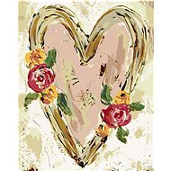 Pink Heart with Flowers II (Haley Bush), 40×50 cm, stretched canvas on frame - Painting by Numbers