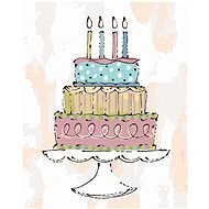 Ružová narodeninová torta (Haley Bush), 40×50 cm, bez rámu a bez vypnutia plátna - Maľovanie podľa čísel