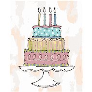 Pink birthday cake (Haley Bush), 40×50 cm, off canvas on frame - Painting by Numbers