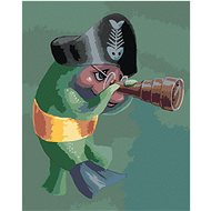 A Fish Dressed as a Pirate (Sue Ellen Brown), 80×100 cm, without frame and without canvas shut off - Painting by Numbers