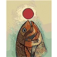 Fish with a red wheel, 80×100 cm, without frame and without canvas shut off - Painting by Numbers