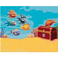 Little Fish in a Treasure Hunt (Sue Ellen Brown), 40×50 cm, stretched canvas on frame - Painting by Numbers