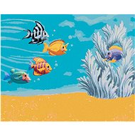 Little Fish Swimming to a Friend (Sue Ellen Brown), 40×50 cm, stretched canvas on frame - Painting by Numbers