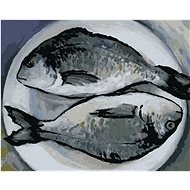 Ryby na talíři, 40×50 cm, vypnuté plátno na rám - Painting by Numbers