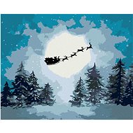 Santa on a sleigh, 40×50 cm, canvas on frame - Painting by Numbers