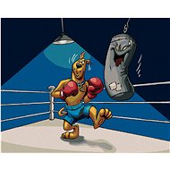 Scooby boxer and scary punching bag (Scooby Doo), 40×50 cm, off canvas on frame - Painting by Numbers