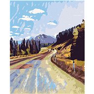 Road between forests, 40×50 cm, stretched canvas on frame - Painting by Numbers
