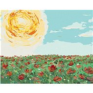 Sun over a Poppy Field, 80×100 cm, stretched canvas on frame - Painting by Numbers