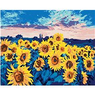 Sunflowers in a field, 40×50 cm, stretched canvas on frame - Painting by Numbers