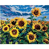 Sunflowers under a blue sky, 40×50 cm, without frame and without canvas switching off - Painting by Numbers