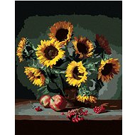 Sunflowers with apples and currants, 40×50 cm, without frame and without canvas shut off - Painting by Numbers