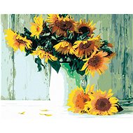 Sunflowers by an old wall, 40×50 cm, stretched canvas on frame - Painting by Numbers