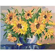 Sunflowers in a vase, 40×50 cm, off canvas on frame - Painting by Numbers