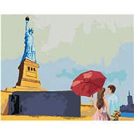Statue of Liberty and a couple in love, 80×100 cm, without frame and without canvas shutdown - Painting by Numbers