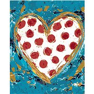 Heart with red dots (Haley Bush), 80×100 cm, stretched canvas on frame - Painting by Numbers
