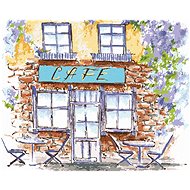 Old Café in Provence, 80×100 cm, stretched canvas on frame - Painting by Numbers