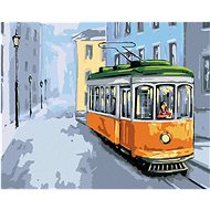 Old Yellow Tram, 40×50 cm, stretched canvas on frame - Painting by Numbers