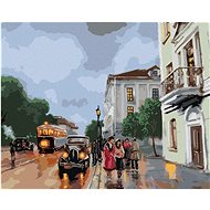 Old Town with Cars, 80×100 cm, without frame and without canvas shut off - Painting by Numbers