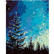 Tree and night sky in a forest, 40×50 cm, without frame and without canvas shut off - Painting by Numbers