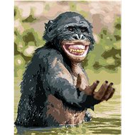 Happy Chimpanzee, 40×50 cm, without frame and without shutting down the canvas - Painting by Numbers