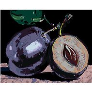 Plums, 40×50 cm, without frame and without shutting off the canvas - Painting by Numbers