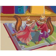 Dancing Chipmunks (Sue Ellen Brown), 80×100 cm, stretched canvas on frame - Painting by Numbers