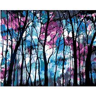 Dark forest with blue-violet sky, 80×100 cm, without frame and without canvas shut off - Painting by Numbers