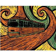 Tram in impressionist style, 80×100 cm, stretched canvas on frame - Painting by Numbers