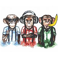 Three Monkeys, 40×50 cm, without frame and without canvas shut off - Painting by Numbers