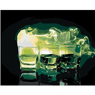 Three glasses of green absinthe, 40×50 cm, without frame and without shutting off the canvas - Painting by Numbers