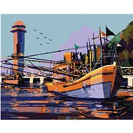 Large Fishing Boat, 80×100 cm, off canvas on frame - Painting by Numbers