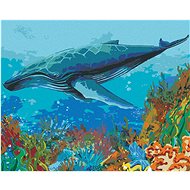 Whale and coral reef, 40×50 cm, without frame and without canvas shut off - Painting by Numbers