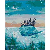 Whale and fox traveling together, 80×100 cm, stretched canvas on frame - Painting by Numbers