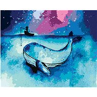 Whale and fisherman on a boat, 80×100 cm, without frame and without canvas shut off - Painting by Numbers