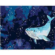 Whale swimming in the night sky, 40×50 cm, stretched canvas on frame - Painting by Numbers