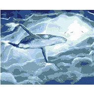 Whale in the Clouds, 40×50 cm, stretched canvas on frame - Painting by Numbers