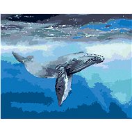 Whale in the Dark Sea, 80×100 cm, stretched canvas on frame - Painting by Numbers
