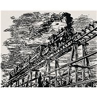 Train on an old wooden bridge, 40×50 cm, without frame and without canvas shut off - Painting by Numbers