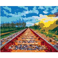 Train tracks, 80×100 cm, off canvas on frame - Painting by Numbers
