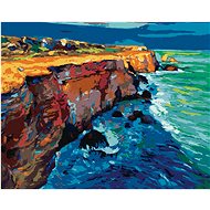 Waves crashing into rocks, 40×50 cm, without frame and without shutting off the canvas - Painting by Numbers
