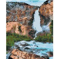 Waterfall in a forest, 40×50 cm, without frame and without canvas shut off - Painting by Numbers