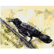 Crow on wire, 40×50 cm, canvas on frame - Painting by Numbers