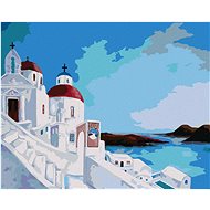 Sea view from a Greek island, 80×100 cm, stretched canvas on frame - Painting by Numbers