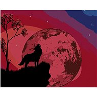 Howl of the Wolf on the Cliff, 40×50 cm, without frame and without shutting off the canvas - Painting by Numbers