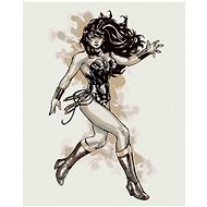 Wonder Woman černobílý plakát III, 40×50 cm, vypnuté plátno na rám - Painting by Numbers