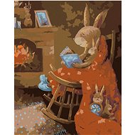 Hare reading a book, 40×50 cm, without frame and without canvas switching off - Painting by Numbers