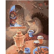 The Hare Came to the Hedgehog, 40×50 cm, without frame and without shutting off the canvas - Painting by Numbers